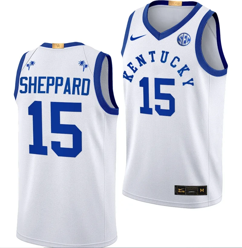 Reed Sheppard Jersey #15 Kentucky Wildcats Big Blue Bahamas Limited College Basketball White by My store basketball