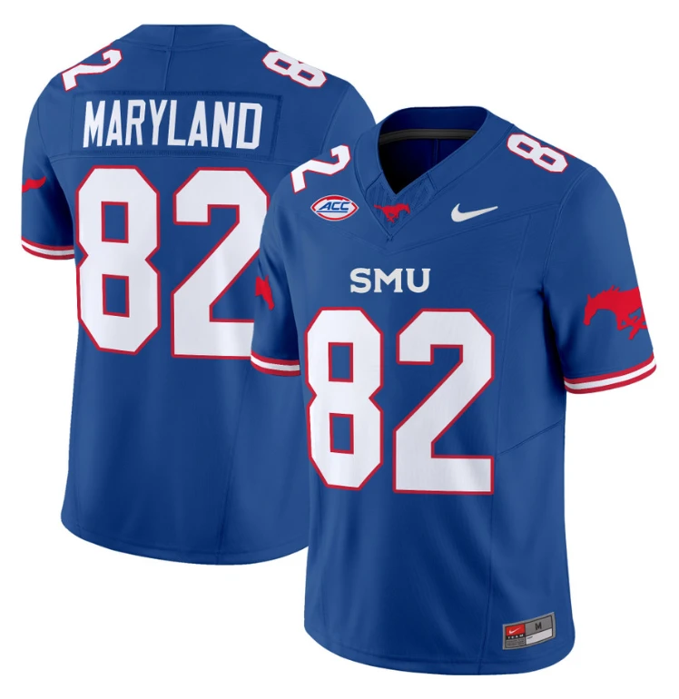 RJ Maryland Jersey #82 SMU Mustangs Icy College Football Vapor Limited Blue by My Store