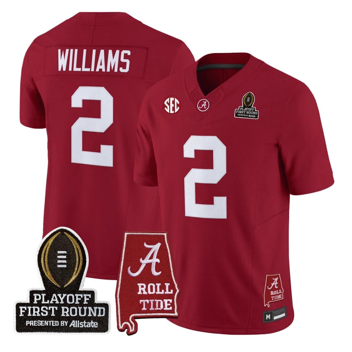 Ryan Williams Jersey #2 Alabama Crimson 2025 Playoff First Round Stitched by My Store NCAA Football Jerseys