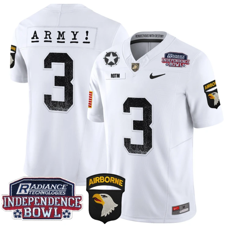 Rotm Jersey #3 Army Black Knights Independence Bowl Patch White by My Store