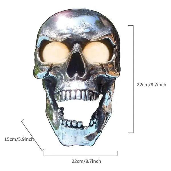 LED Motorcycle Skull Lamp with Unique Eye Glow and Chrome Finish by BowLift
