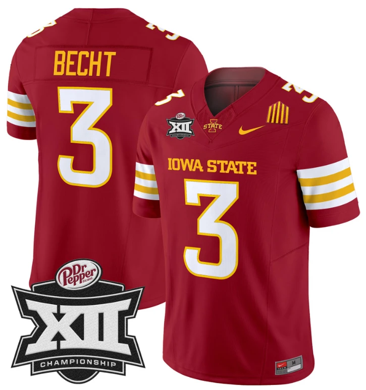Rocco Becht Jersey #3 Iowa State 2024 Championship Patch Vapor Cardinal by My Store