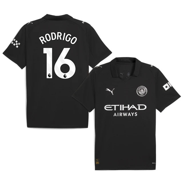 RODRIGO #16 Manchester City 2025-26 Away Jersey – Black by Soccer Jersey
