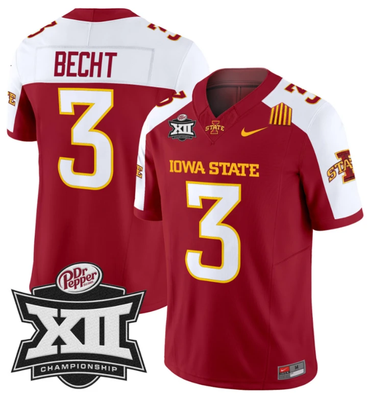Rocco Becht Jersey #3 Iowa State 2024 Championship Patch Vapor Cardinal Alternate by My Store
