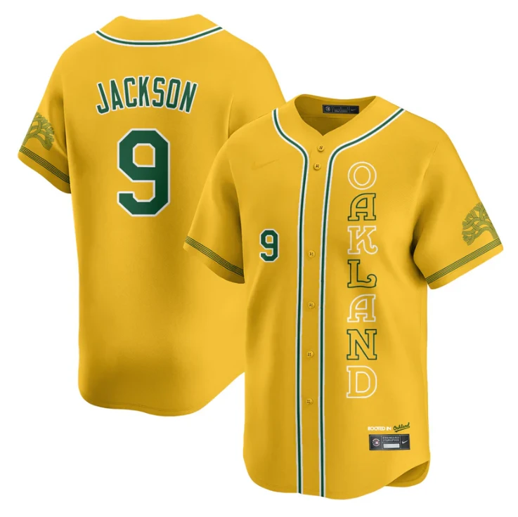 Reggie Jackson Jersey #9 Oakland Athletics City Connect Concept Stitched Yellow by My Store