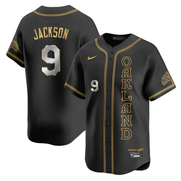 Reggie Jackson Jersey #9 Oakland Athletics City Connect Concept Stitched Black Gold by My Store