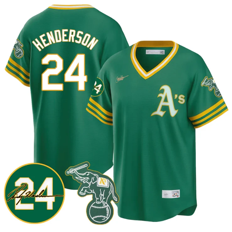 Ricky Henderson Jersey #24 Oakland Athletics 2025 Rickey Henderson Memorial Stitched Throwback by My Store