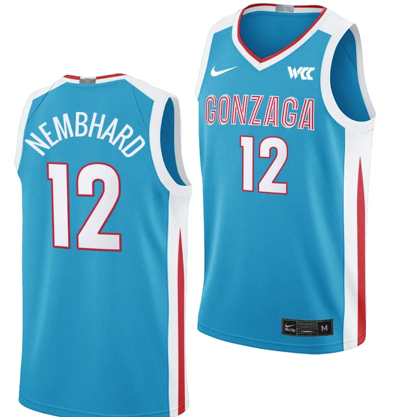 Ryan Nembhard Jersey #12 Gonzaga Bulldogs NIL College Basketball Blue by My store basketball