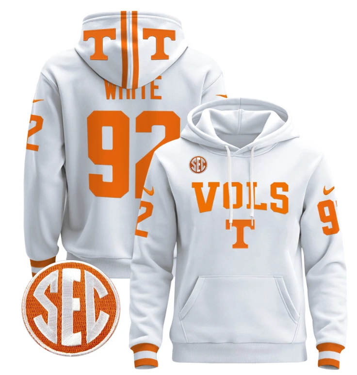 Reggie White Hoodie #92 Tennessee Vols 2024 Pullover V3 Stitched Black by Hoodie Pullover