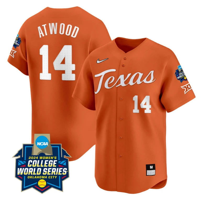 Reese Atwood Jersey #14 Texas AM Aggies 2024 College World Series Patch Vapor Premier Limited NCAA Baseball Stitched Orange by My Store