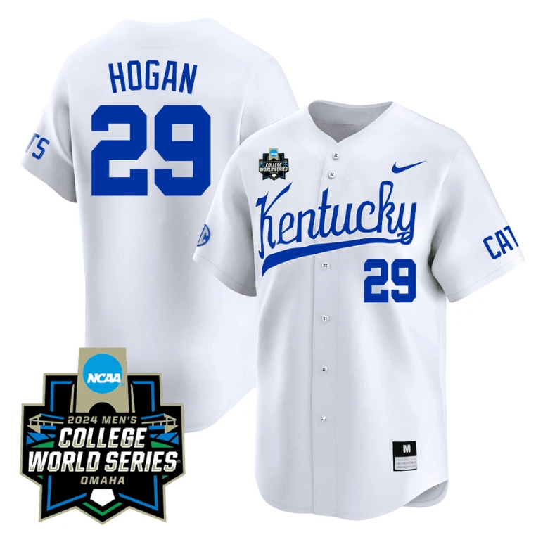 Robert Hogan Jersey #29 Kentucky Wildcats 2024 College World Series Vapor Premier Limited NCAA Baseball Stitched White by My Store