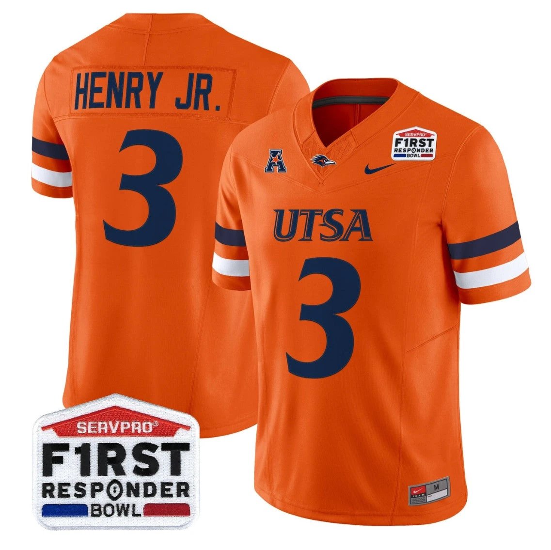 Robert Henry Jr Jersey #2 UTSA Roadrunners 2025 First Responder Bowl Orange by NCAA Football Jersey