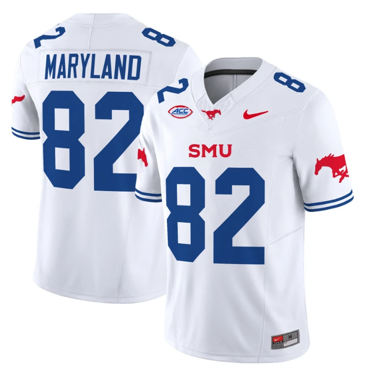 RJ Maryland Jersey #82 SMU Mustangs Icy College Football Vapor Limited White by My Store