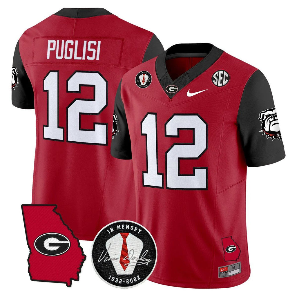 Ryan Puglisi Jersey #12 Georgia Bulldogs 2025 Vapor Limited Stitched Red by My Store NCAA Football Jerseys