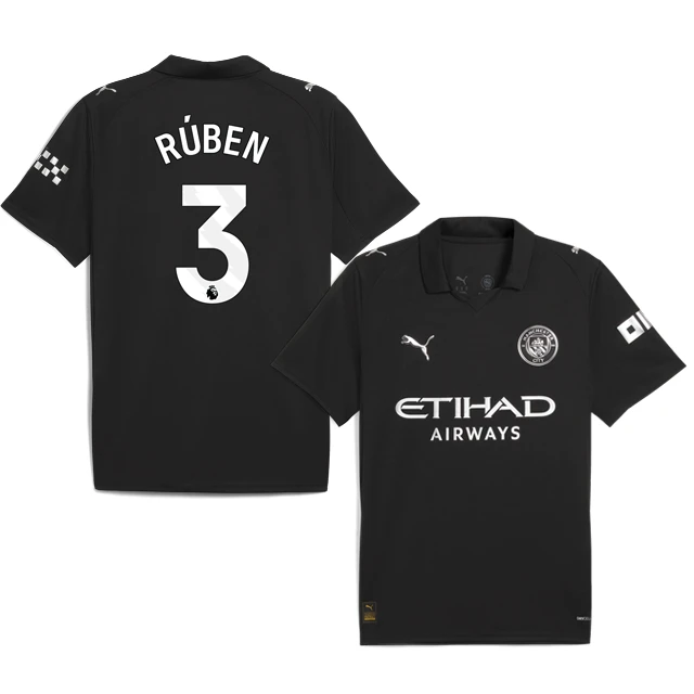 RUBEN DIAS #3 Manchester City 2025-26 Away Jersey – Black by Soccer Jersey