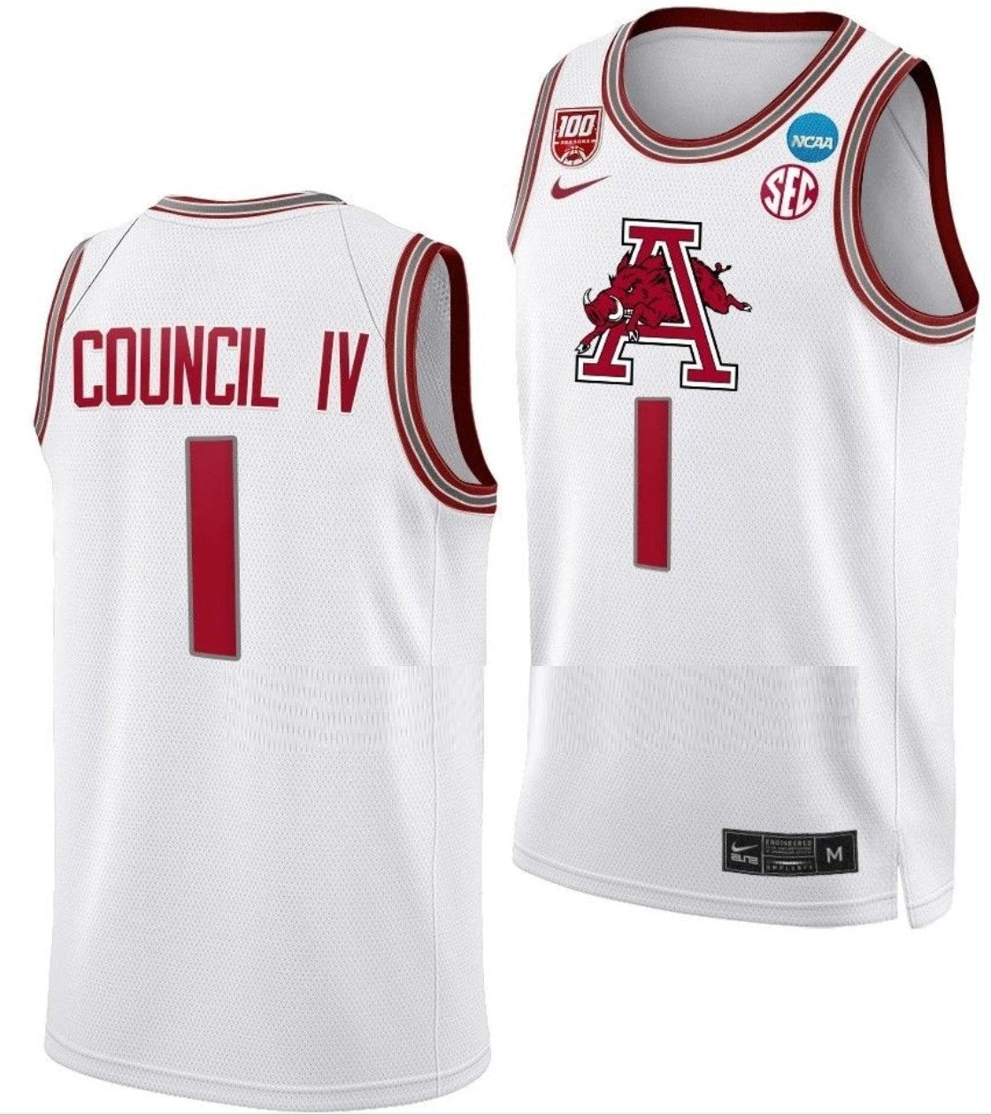 Ricky Council IV Jersey Arkansas Razorbacks College Basketball 2023 NCAA March Madness White #1 by My store basketball