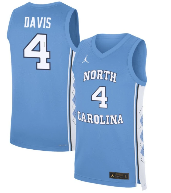 RJ Davis Jersey #4 North Carolina Tar Heels Basketball Blue by My store basketball