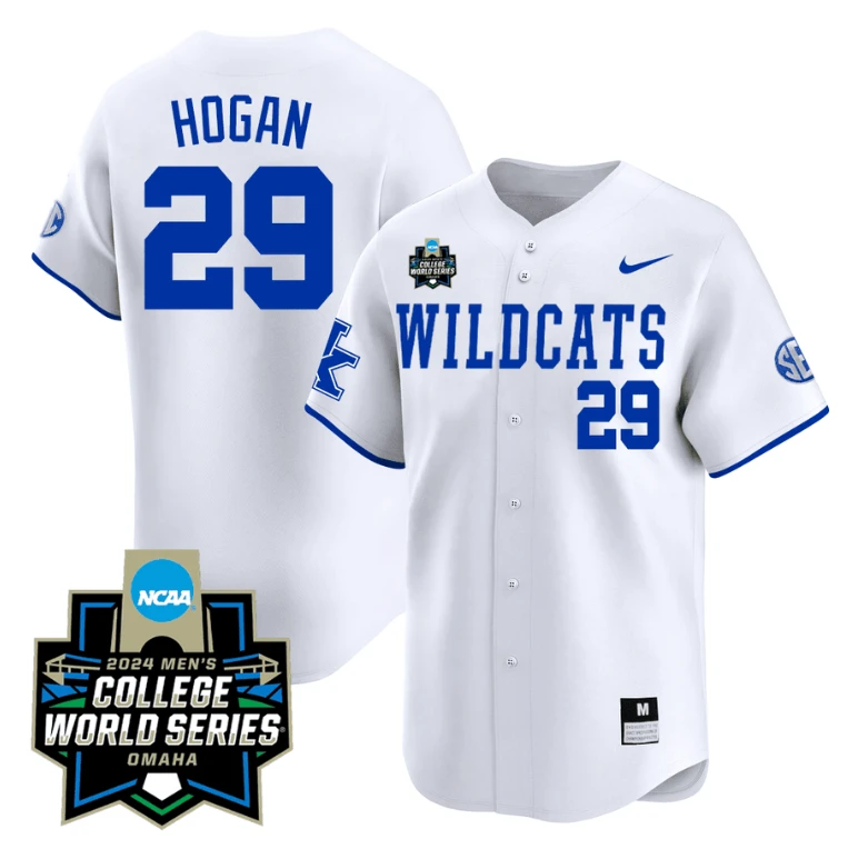 Robert Hogan Jersey #29 Kentucky Wildcats 2024 College World Series Vapor Premier Limited NCAA Baseball Stitched White Pinstripe by My Store
