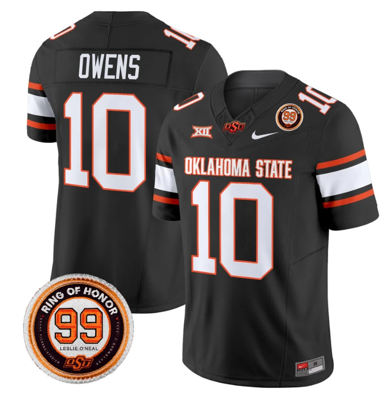Rashod Owens Jersey #10 Oklahoma State Cowboys Leslie O'neal Patch Vapor Limited College Football Stitched Black by My Store