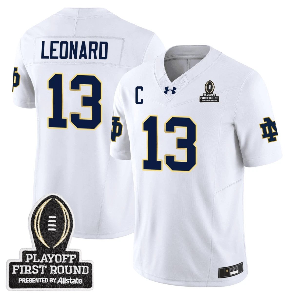 Riley Leonard Jersey #13 Notre Dame Fighting Irish CFP First Round Patch White by My Store