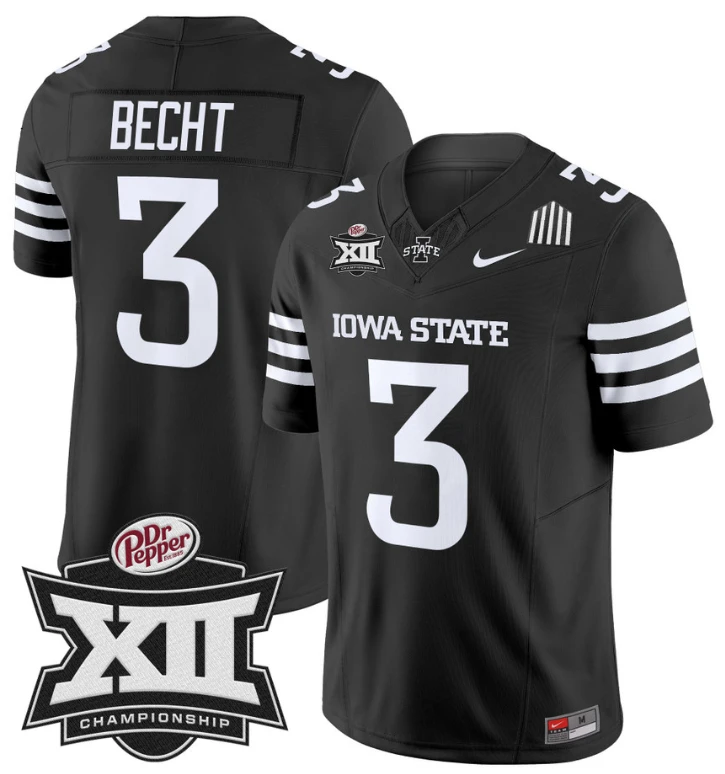 Rocco Becht Jersey #3 Iowa State 2024 Championship Patch Vapor Black by My Store