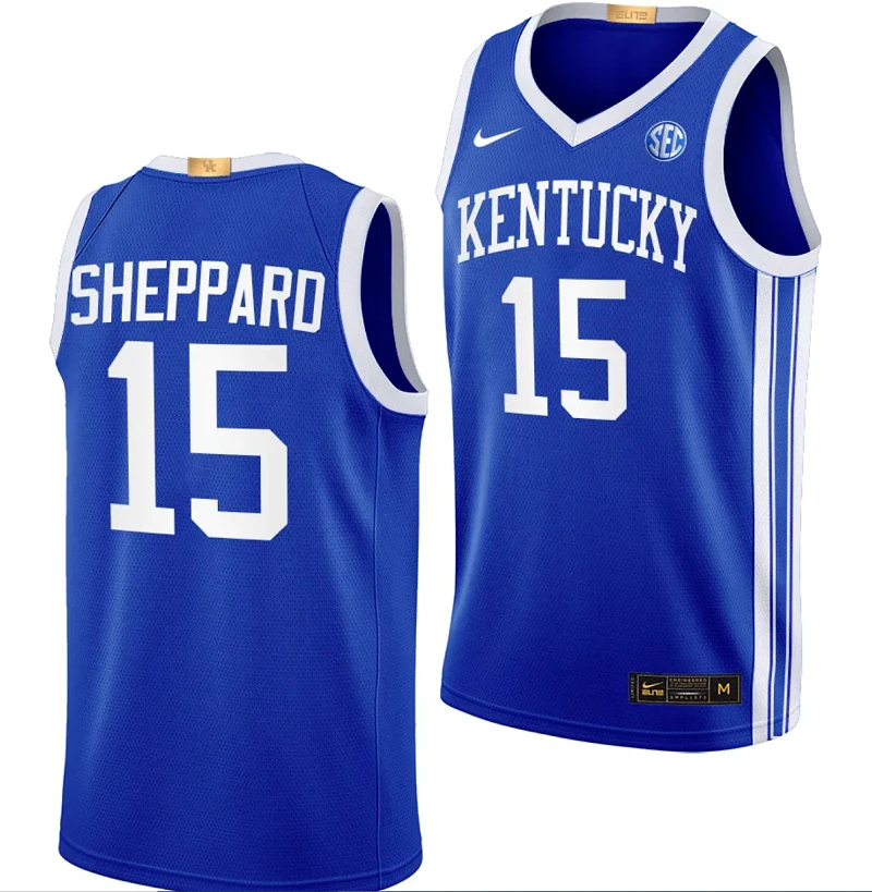 Reed Sheppard Jersey #15 Kentucky Wildcats Limited College Basketball Blue Away Classc by My store basketball