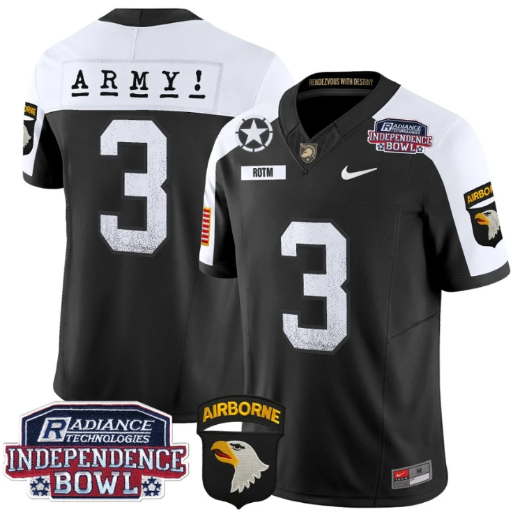 Rotm Jersey #3 Army Black Knights Independence Bowl Patch Black Alternate by My Store