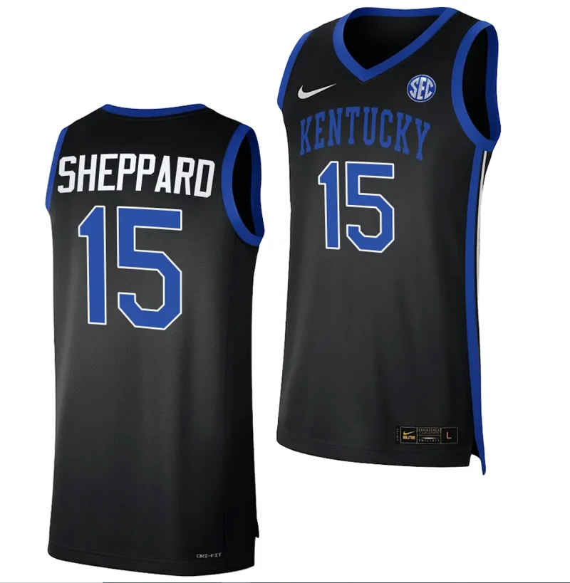 Reed Sheppard Jersey #15 Kentucky Wildcats Limited College Basketball Alternate Black by My store basketball