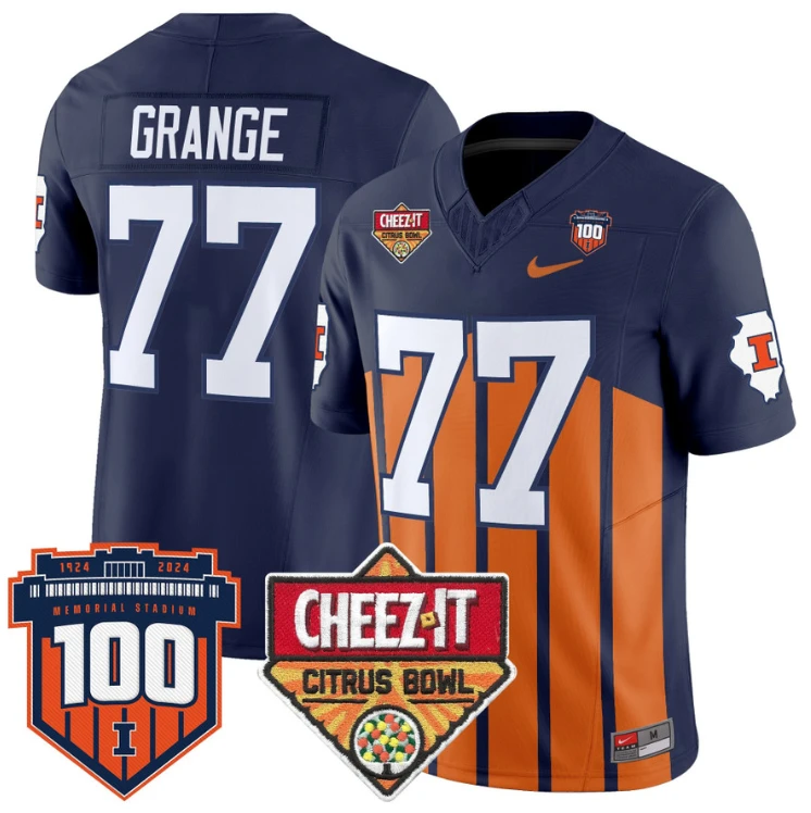 Red Grange Jersey #77 Illinois Fighting 2025 Cheez-It Citrus Bowl Throwback by My Store