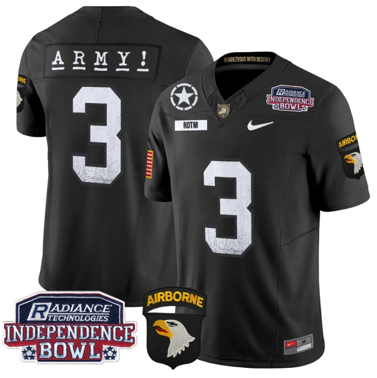 Rotm Jersey #3 Army Black Knights Independence Bowl Patch Black by My Store