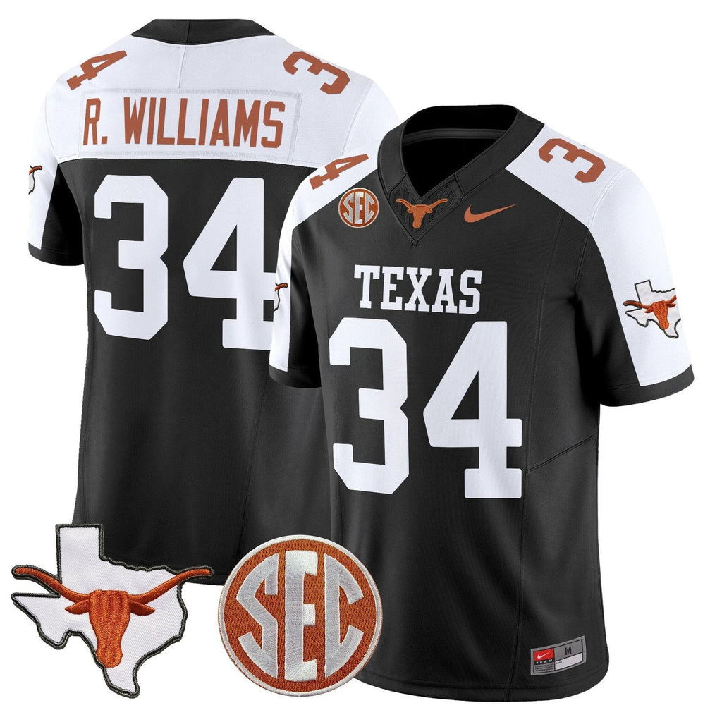Ricky Williams Jersey #31 Texas Longhorns 2025 State Map SEC Patch Black Alter by My Store