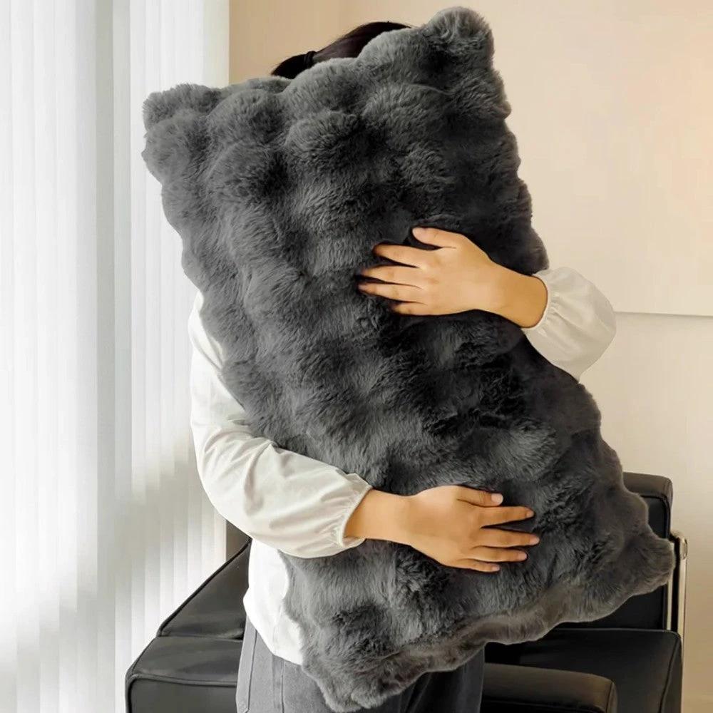 Rabbit Faux Fur Pillow Cover by Casa & Beyond