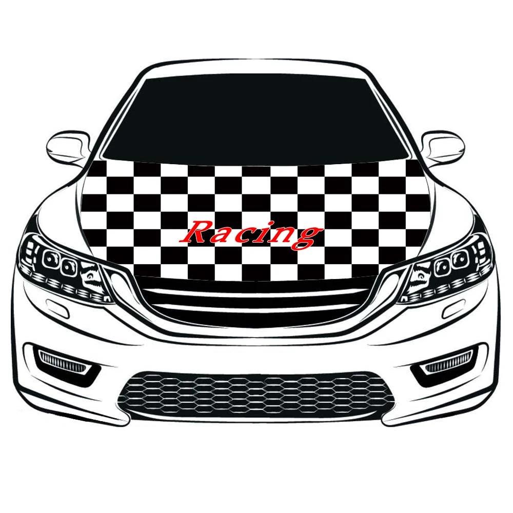 Black and white checkered flag， Car Hood Cover Banner ,Referee flag Engine Banner,3.3X5ft/6X7FT,100% Polyester Elastic Fabrics Can be Washed by flagsshop
