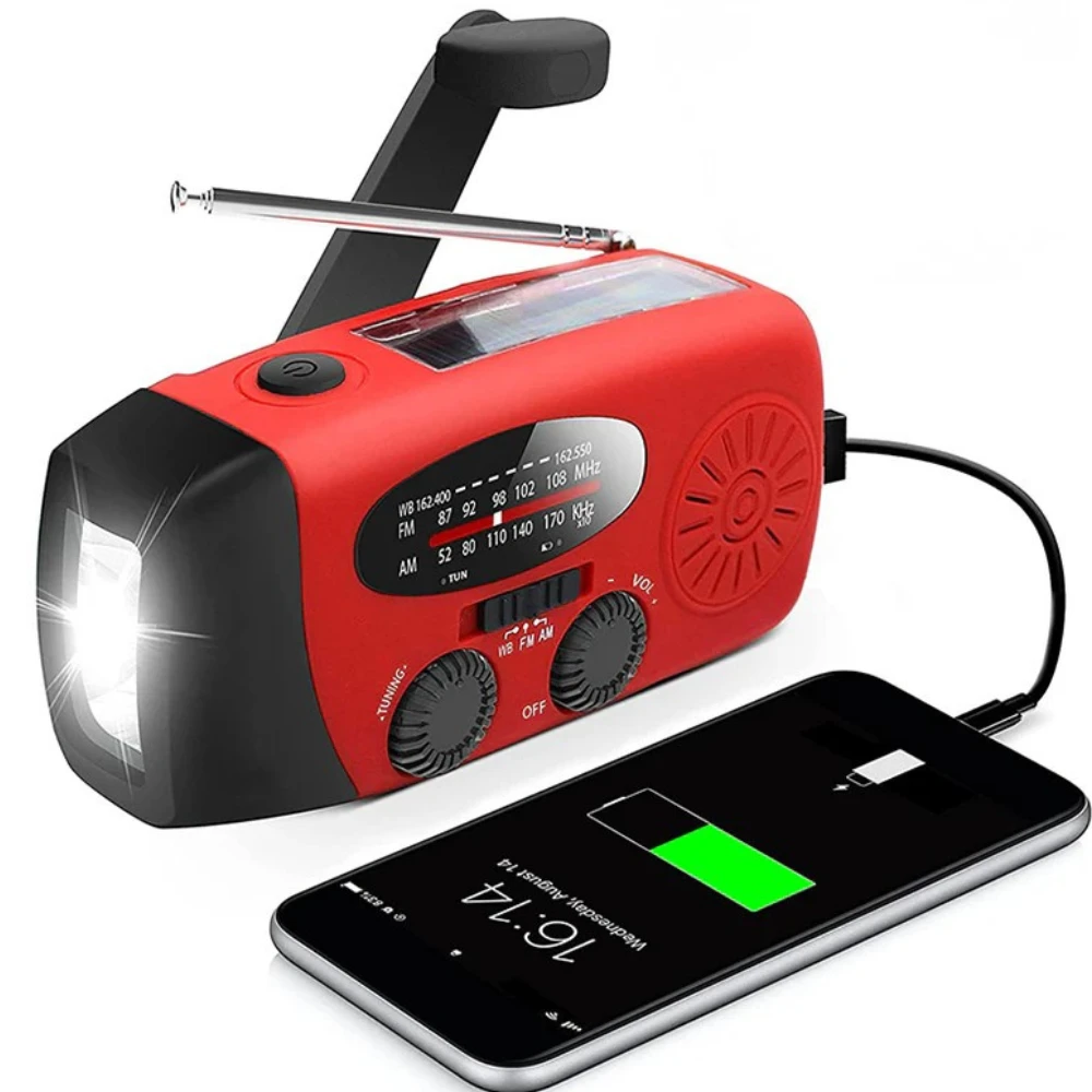Radio Emergency Hand Crank Solar Weather Alert Flashlight Power Bank by BowLift