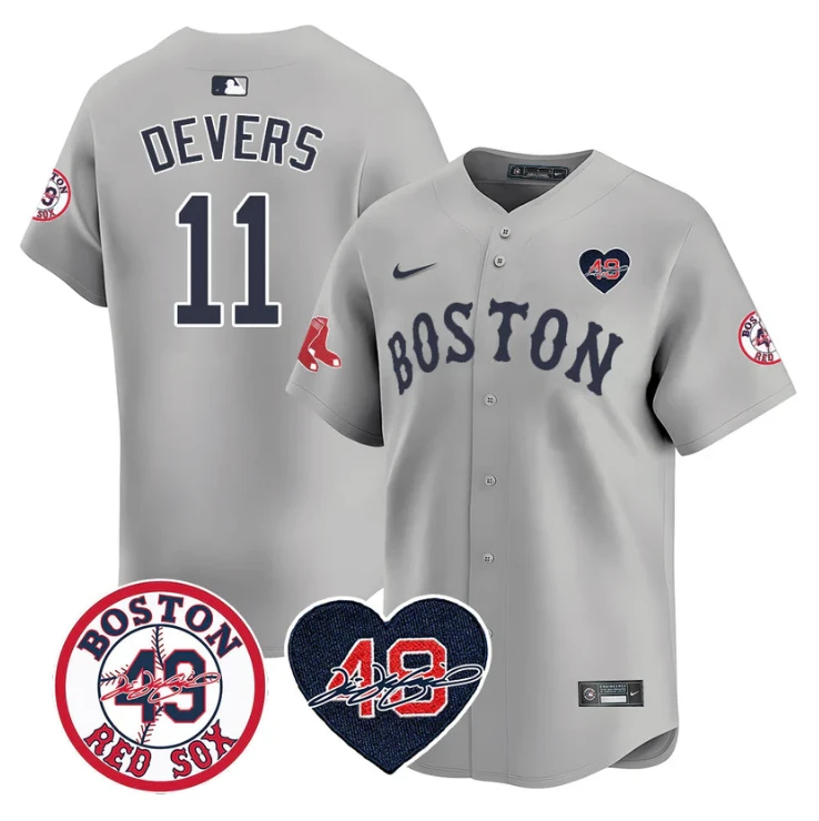 Rafael Devers Jersey #11 Boston Red Sox Tim Wakefield Memorial Patch Stitched Gray by My Store