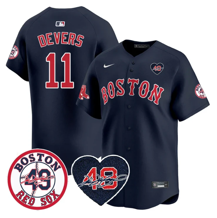 Rafael Devers Jersey #11 Boston Red Sox Tim Wakefield Memorial Patch Stitched Navy by My Store