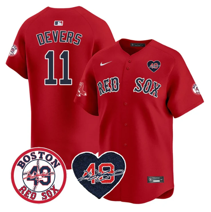 Rafael Devers Jersey #11 Boston Red Sox Tim Wakefield Memorial Patch Stitched Red by My Store