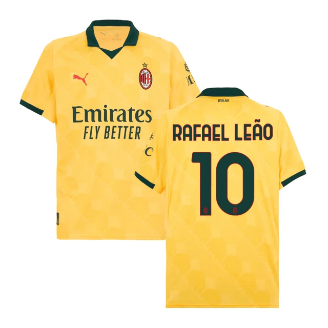Rafael Leao #10 AC Milan 2025-26 Third Men Jersey – Yellow by Soccer Jersey