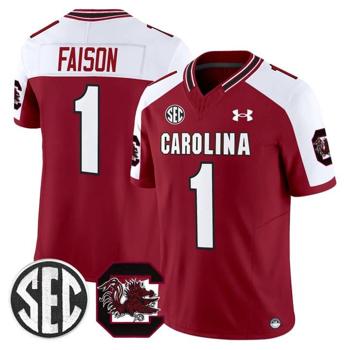 Rahsul Faison Jersey #1 South Carolina Gamecocks 2025 Stitched Garnet Alternate by My Store