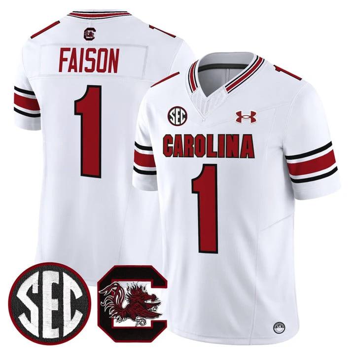 Rahsul Faison Jersey #1 South Carolina Gamecocks 2025 Stitched White by My Store