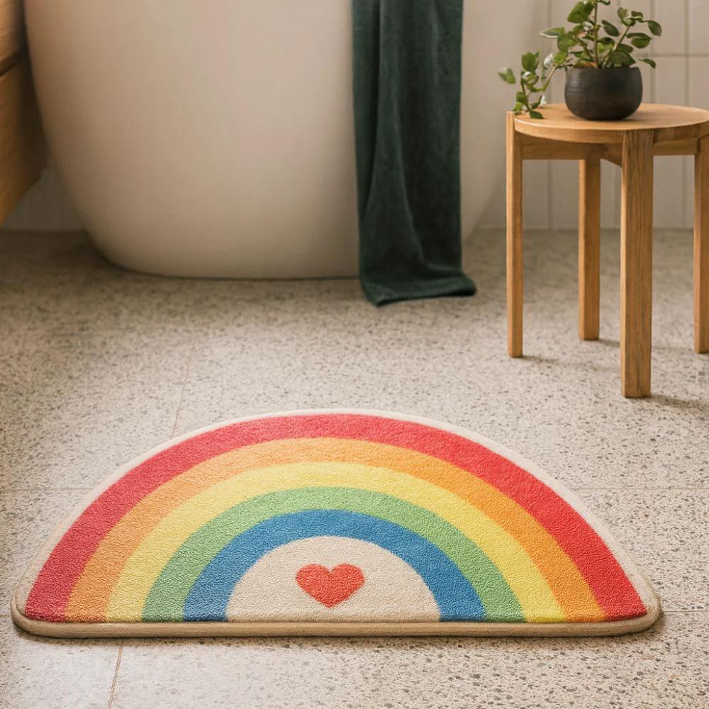 Rainbow Glow Half-Moon Bath Mat by Casa & Beyond