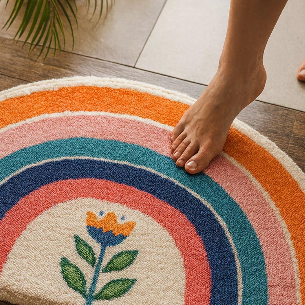 Rainbow Glow Half-Moon Bath Mat by Casa & Beyond