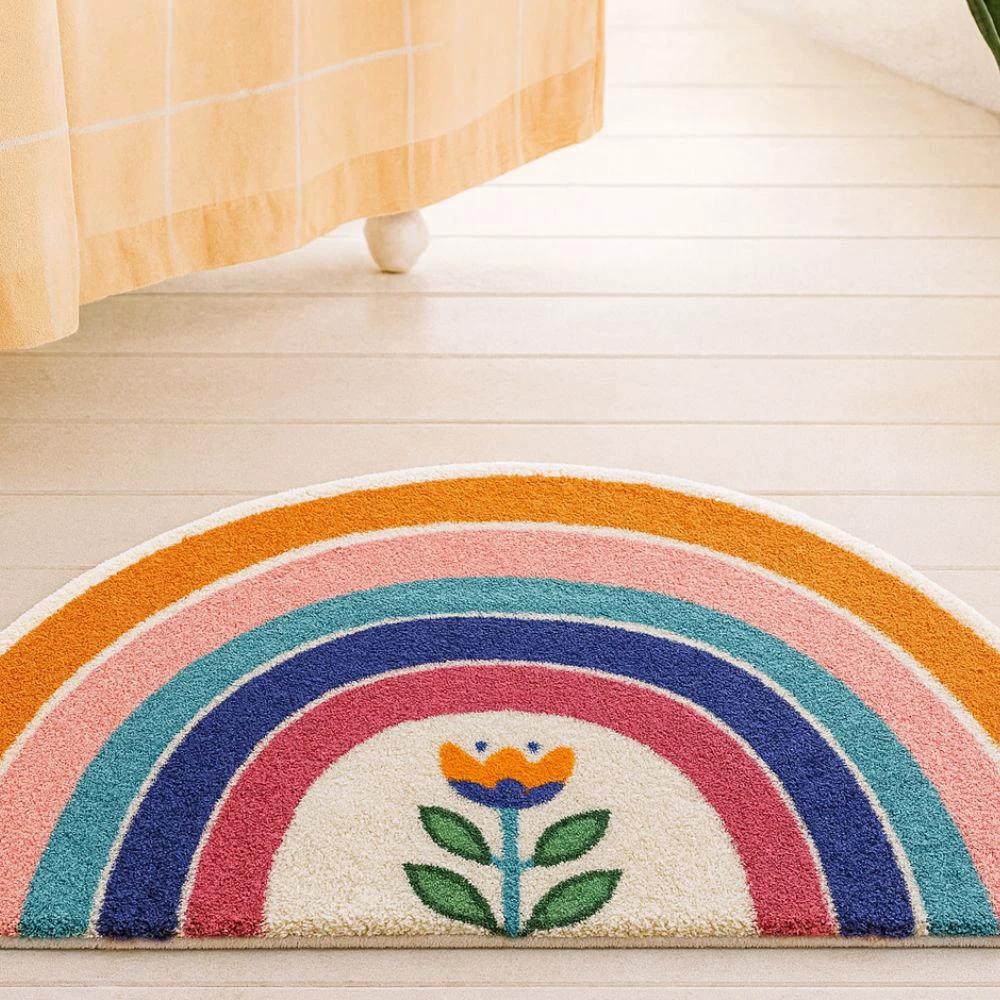Rainbow Glow Half-Moon Bath Mat by Casa & Beyond