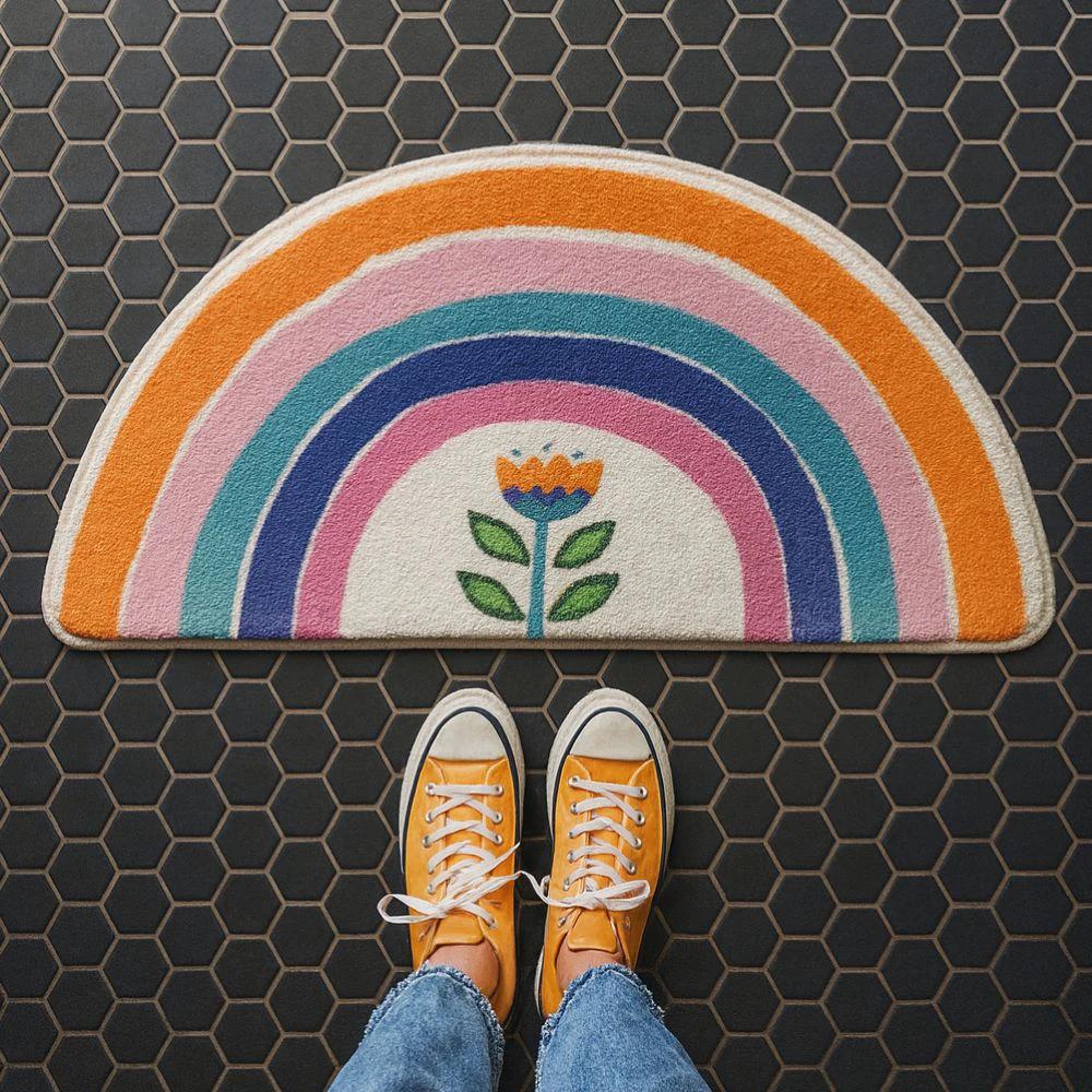 Rainbow Glow Half-Moon Bath Mat by Casa & Beyond