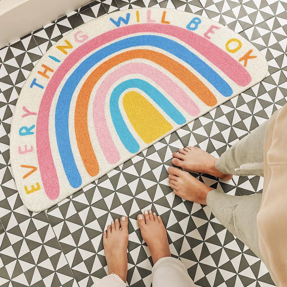 Rainbow Glow Half-Moon Bath Mat by Casa & Beyond