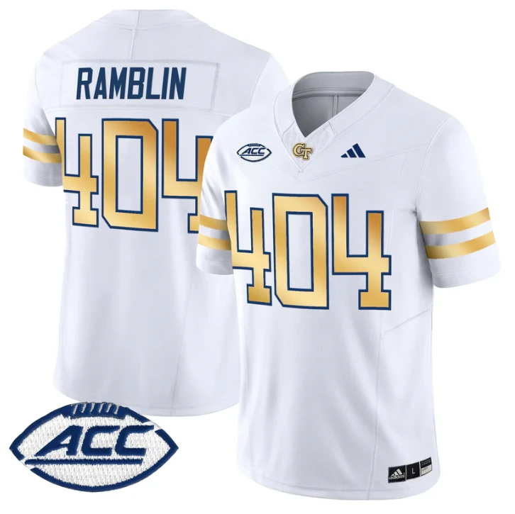 Ramblin Jersey #404 Georgia Tech Yellow Jackets 2025 Vapor Stitched White by NCAA Football Jersey