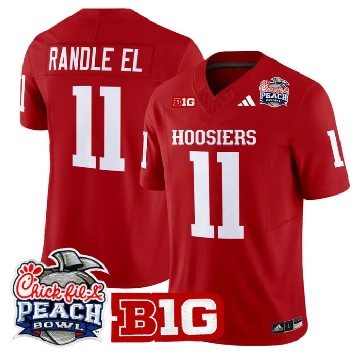 Randle El Jersey #11 Indiana Hoosiers 2026 Peach Bowl Patch Stitched Crimson by NCAA Football Jersey