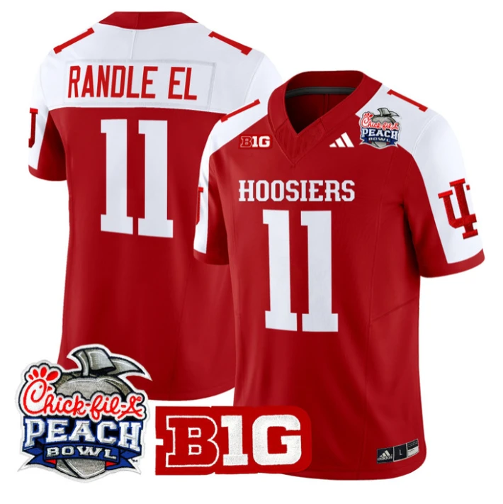 Randle El Jersey #11 Indiana Hoosiers 2026 Peach Bowl Patch Stitched Crimson Alternate by NCAA Football Jersey