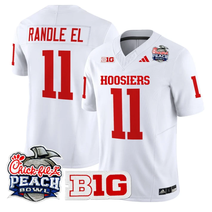 Randle El Jersey #11 Indiana Hoosiers 2026 Peach Bowl Patch Stitched White by NCAA Football Jersey