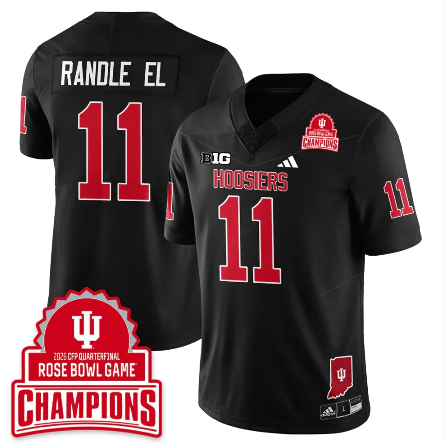 Randle El Jersey #11 Indiana Hoosiers 2026 Rose Bowl Game Champions Patch Black by NCAA Football Jersey